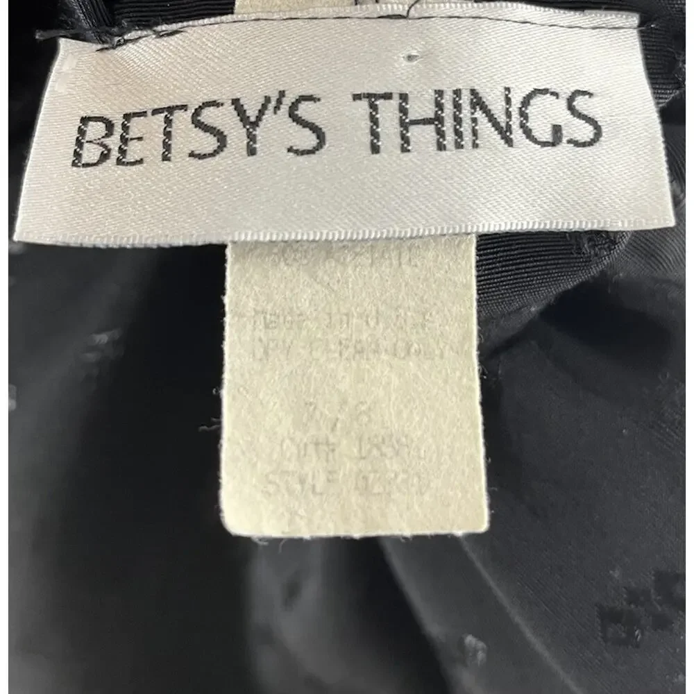 Vtg Betsy’s Things Double Breasted Blazer Black Jacket Women's 7/8 90s Vamp